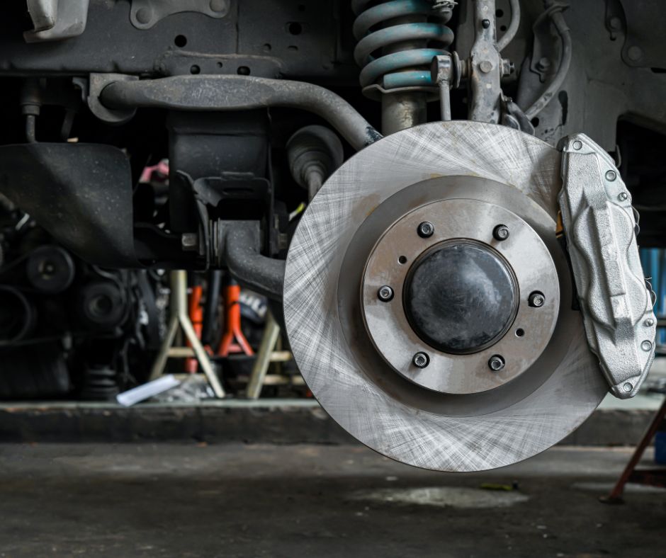 Car brake rotor and caliper.